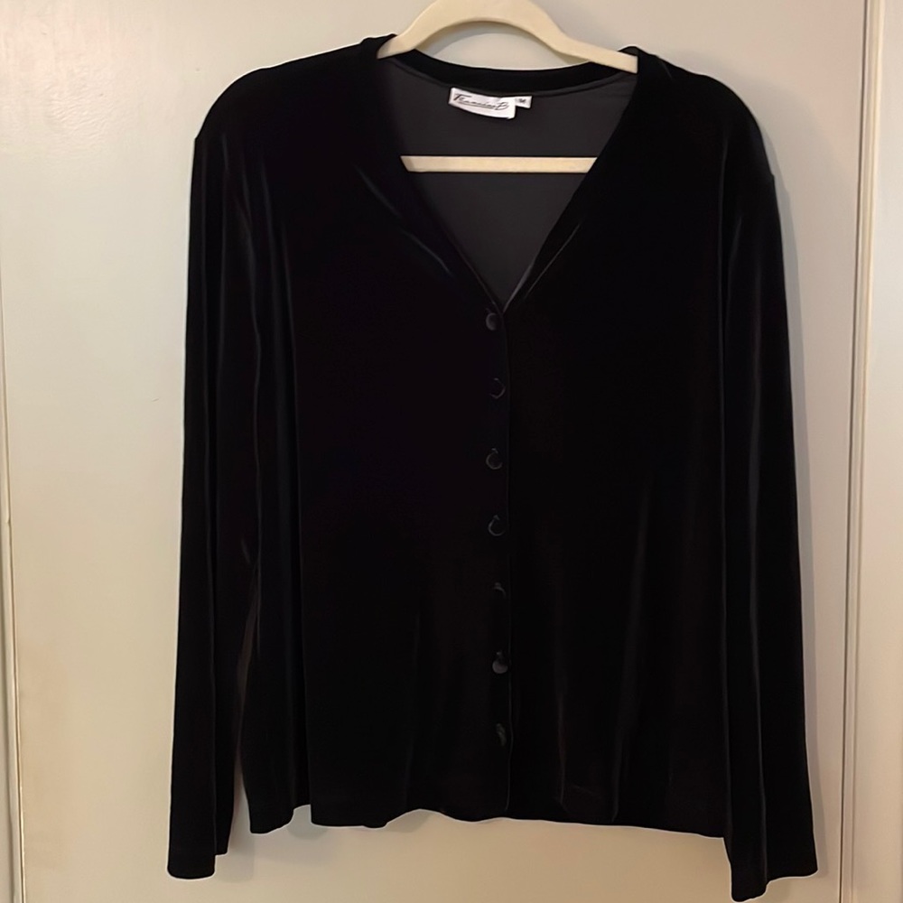 Black velveteen Francine B size medium evening lightweight jacket - Picture 2 of 8
